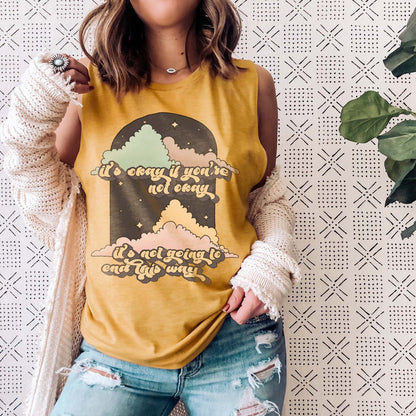 It's Okay to Not Be Okay It's Not Going to End this Way Sublimation Design PNG Digital Download Printable Mental Health Christian Retro