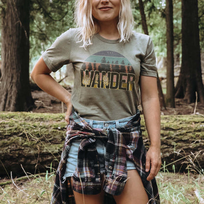 Wander Sublimation Design PNG Digital Download Printable Wanderlust Travel Camping Mountain Adventure Tree Hiking Nature Van Life Camper