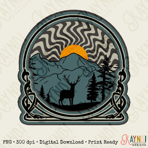 Retro Nature Sublimation Design PNG Digital Download Printable.
