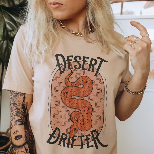 Desert Drifter Sublimation Design PNG Digital Download Printable Retro Adventure Snake Cactus Aztec Western Southern Country Vibes Boho