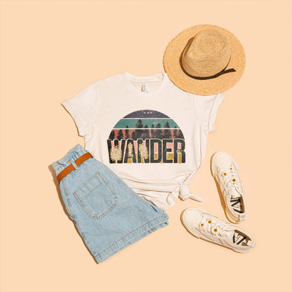 Wander Sublimation Design PNG Digital Download Printable Wanderlust Travel Camping Mountain Adventure Tree Hiking Nature Van Life Camper