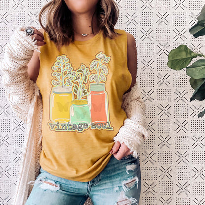 Vintage Soul Sublimation Design PNG Digital Download Printable Mason Jars Flowers Canning Retro Farm Life Farmer Country Southern Garden