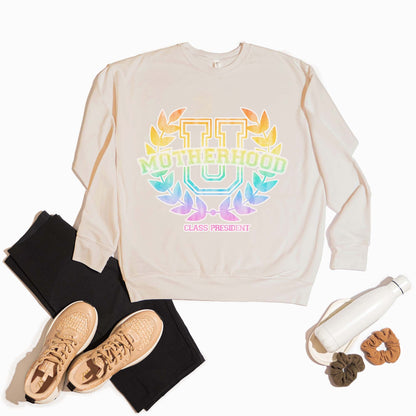 Motherhood University Class President Sublimation Design PNG Digital Download Printable Mother Hood Mama Mom Momma Toddler Tired Mom Life