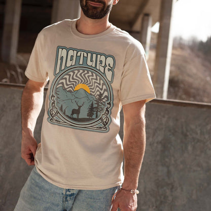 Retro Nature Sublimation Design PNG Digital Download Printable Mens Outdoor Adventure 70s Deer Hunting Season Manly Guys Boys Fathers Day