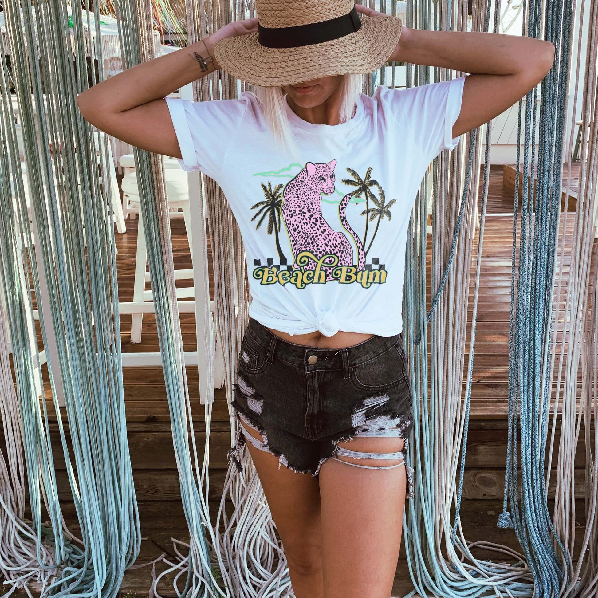 Beach Bum Sublimation Design PNG Digital Download Printable Leopard Sunburst Summer Beach Chair Pina Colada Coconut Drinkin Hawaii Vacation