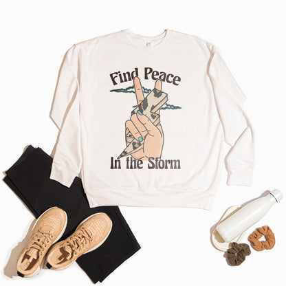 Find Peace in the Storm Sublimation Design PNG Digital Download Printable Mental Health Quote Peace Sign Hand Lightning Bolt Leopard 4