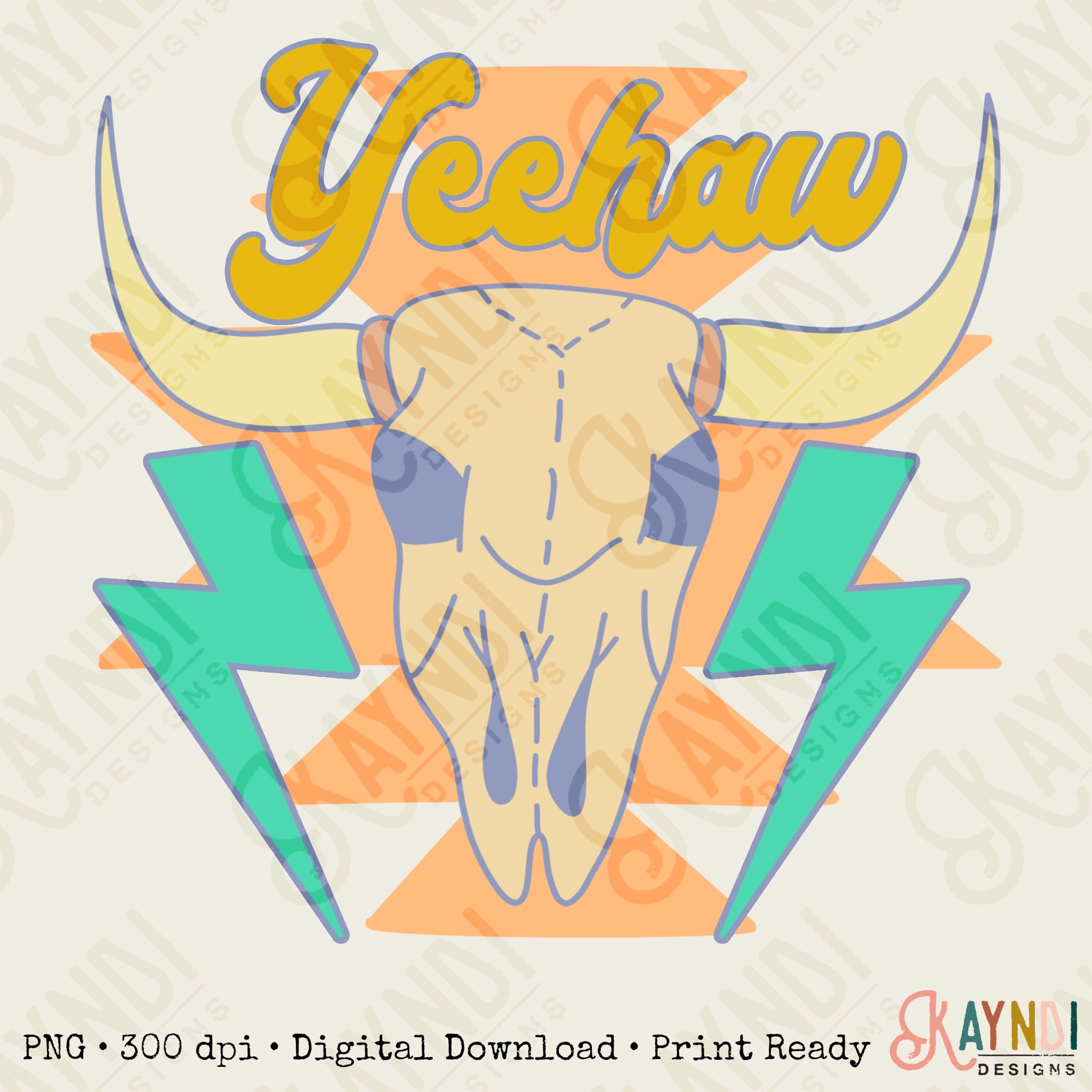 YeeHaw Sublimation Design PNG Digital Download Printable Yee Haw Steer Bull Cow Skull Skeleton Retro Groovy Boho Western Rodeo Cowgirl Aztec