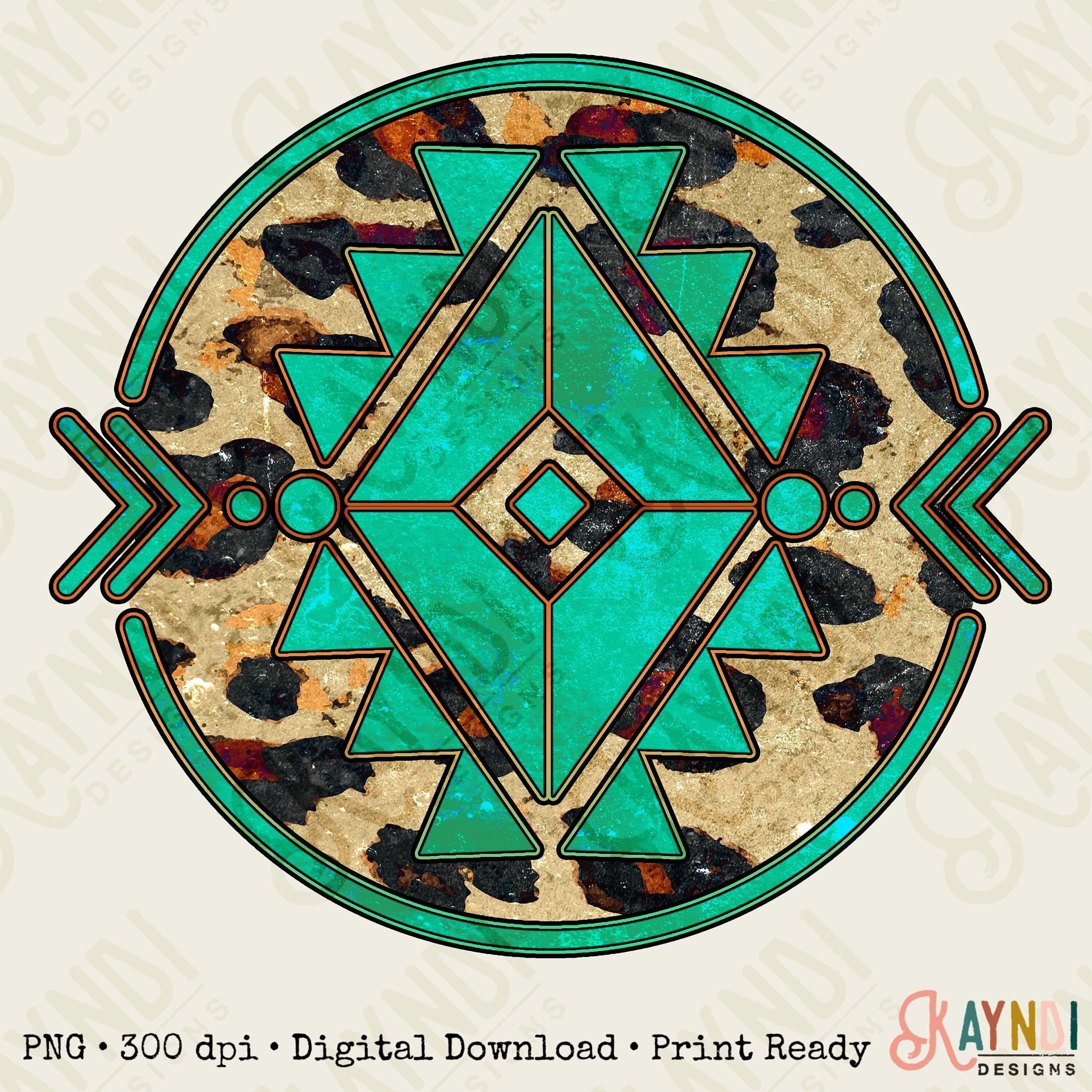Western Aztec Sublimation Design PNG Digital Download Printable Turquoise Leopard Retro Cowgirl Tribal Southern Punchy Cowboy Country