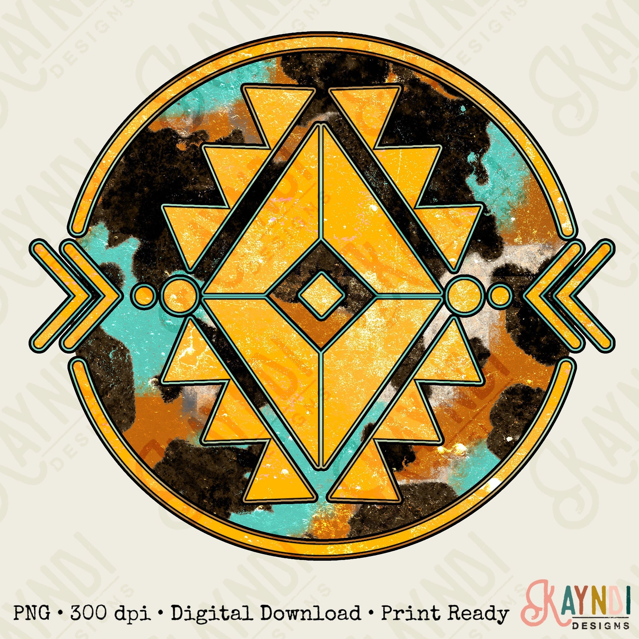 Western Aztec Sublimation Design PNG Digital Download Printable Turquoise Yellow Leopard Retro Cowgirl Tribal Southern Punchy Cowboy Country