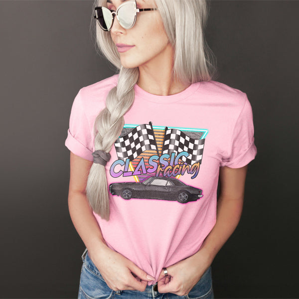 Classic Racing Sublimation Design PNG Digital Download Printable Hot Rod Vintage Retro Muscle Car Checker Flags Neon