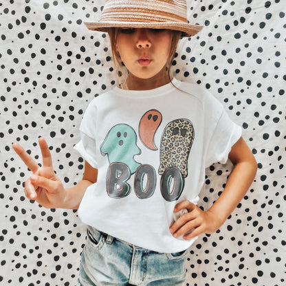 Boo Ghosts Sublimation Design PNG Digital Download Printable Leopard Cheetah Ghost Doodle Cute Halloween Fall Kids Trendy Spooky Autumn