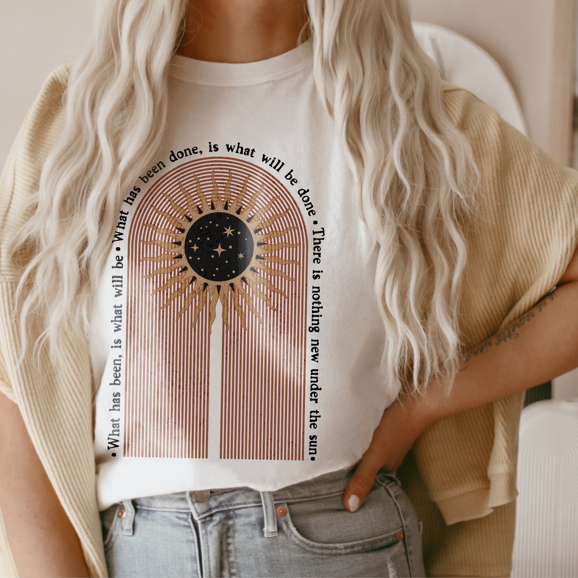Ecclesiastes 1:9 Sublimation Design PNG Digital Download Printable Nothing New Under the Sun Bible Verse Christian Jesus Faith Retro Rainbow