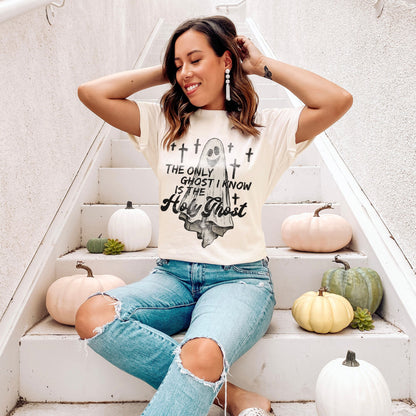 The Only Ghost I Know is the Holy Ghost Sublimation Design PNG Digital Download Printable Cute Christian Faith Jesus Halloween Spooky Mama