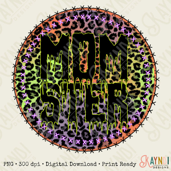 Momster Leopard Sublimation Design PNG Digital Download Printable Monster Mom Cheetah Halloween Fall Mama Zombie Creepy Spooky Ghoul
