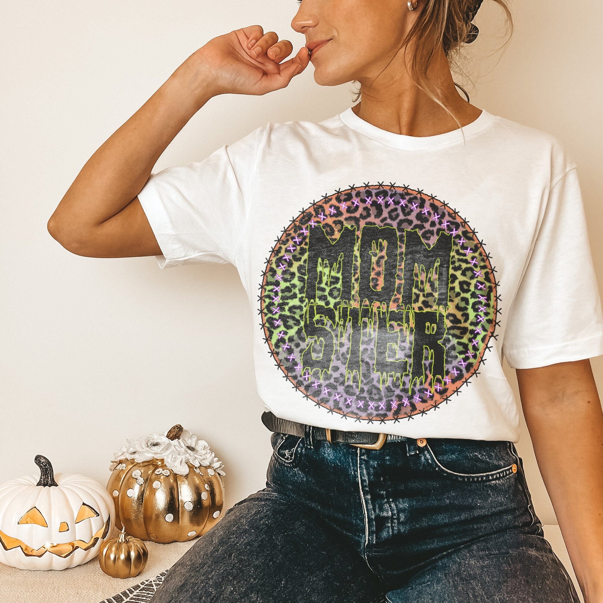 Momster Leopard Sublimation Design PNG Digital Download Printable Monster Mom Cheetah Halloween Fall Mama Zombie Creepy Spooky Ghoul