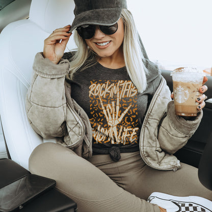 Rockin This Mom Life Harvest Sublimation Design PNG Digital Download Printable Rock Rocker Grunge Skeleton Hand Skull Bad Moms Club Neutral