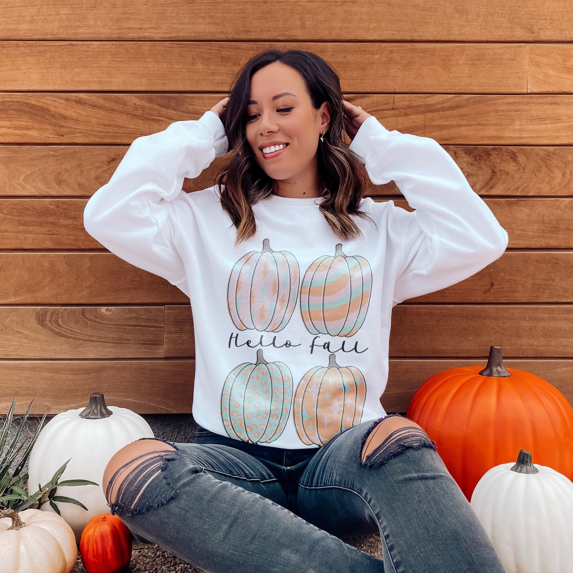 Hello Fall Sublimation Design PNG Digital Download Printable Groovy Retro Leopard Pumpkins Lightning Bolt Stars Halloween Autumn Cute Trendy