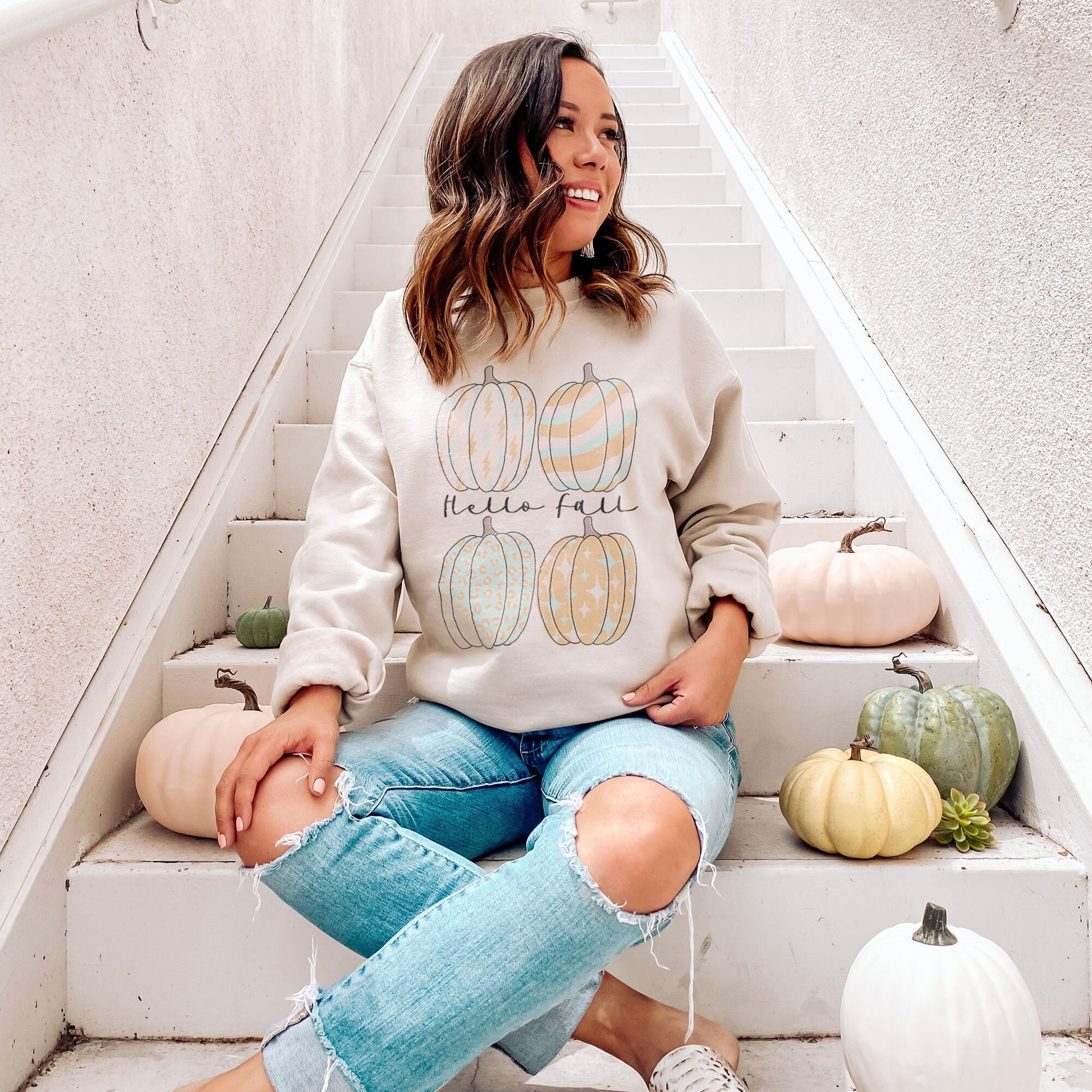 Hello Fall Sublimation Design PNG Digital Download Printable Groovy Retro Leopard Pumpkins Lightning Bolt Stars Halloween Autumn Cute Trendy