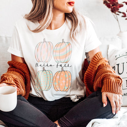 Hello Fall Sublimation Design PNG Digital Download Printable Groovy Retro Leopard Pumpkins Lightning Bolt Stars Halloween Autumn Cute Trendy