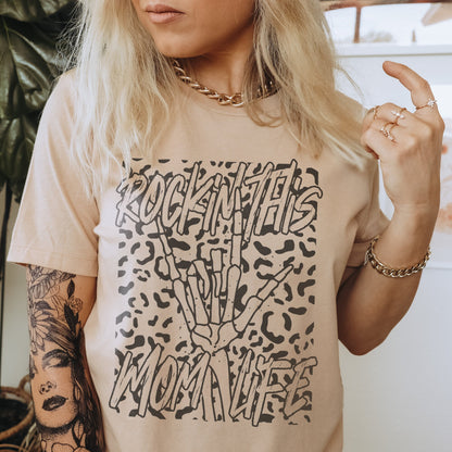 Rockin This Mom Life Single Color Sublimation Design PNG Digital Download Printable Rock Rocker Grunge Skeleton Hand Skull Bad Moms Club