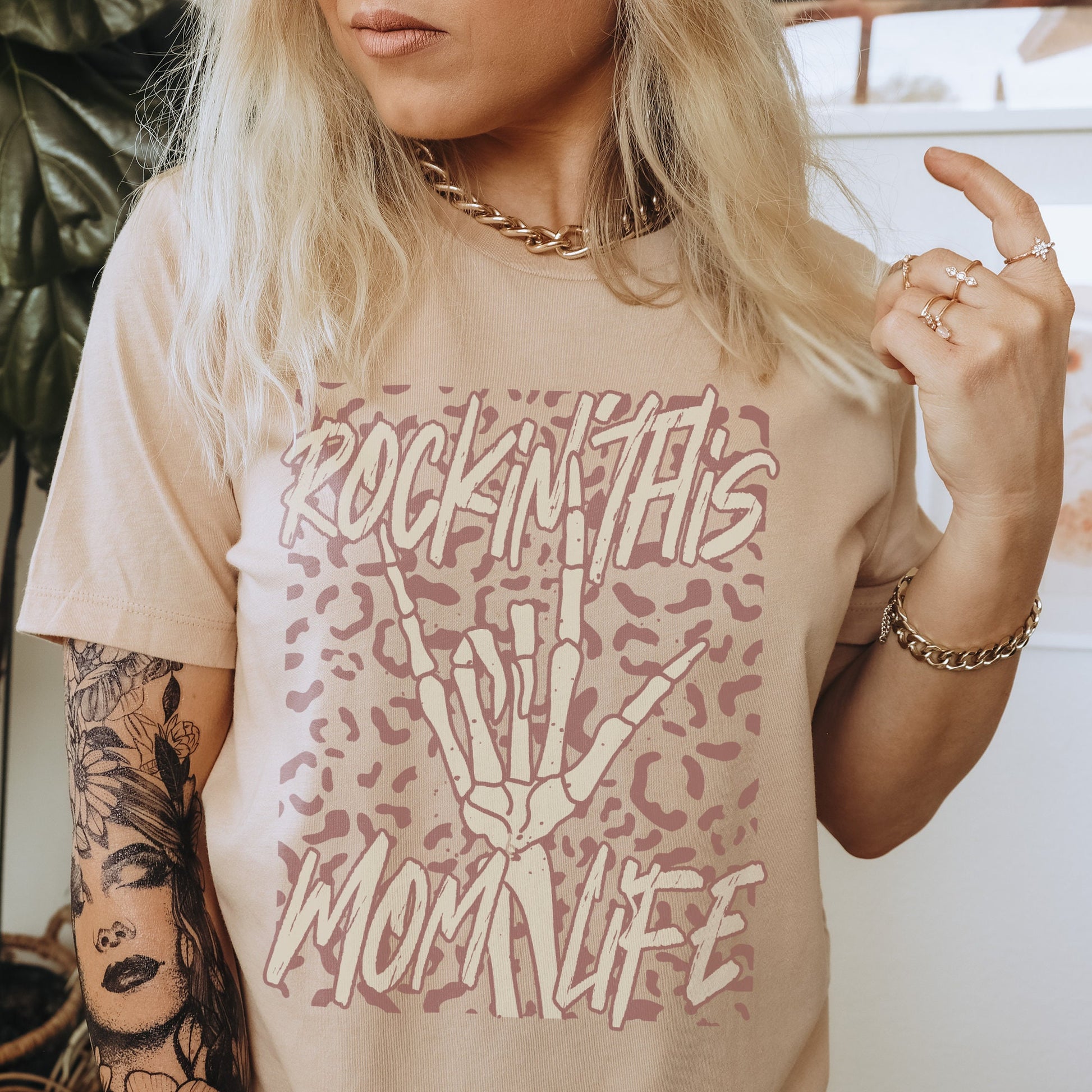Rockin This Mom Life Berry Sublimation Design PNG Digital Download Printable Rock Rocker Grunge Skeleton Hand Skull Bad Moms Club Neutr