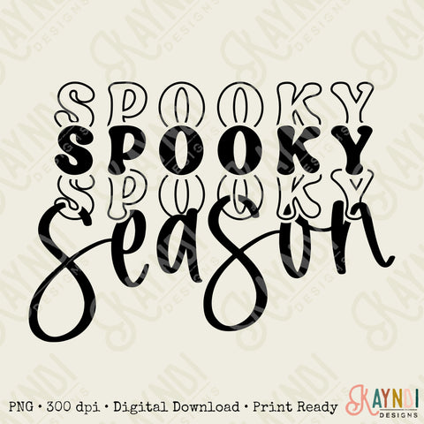 Spooky Season Single Color Sublimation Design PNG Digital Download Printable Halloween Stay Spooky Retro Groovy Pumpkin Vibes Mama