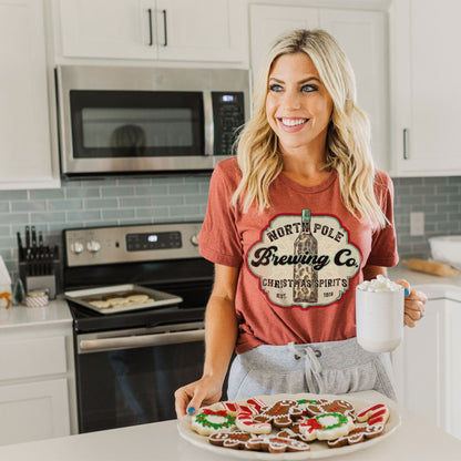 North Pole Brewing Co. Sublimation Design PNG Digital Download Printable Christmas Spirits Vintage Whine Leopard Cheetah Santa Winter