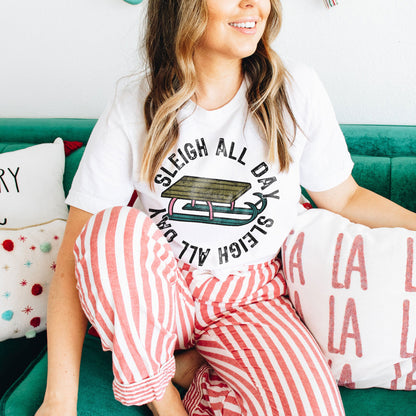 Sleigh All Day Pink Sublimation Design PNG Digital Download Printable Christmas Sled Vintage Kids Winter Santa Snow Sledding Snow Day