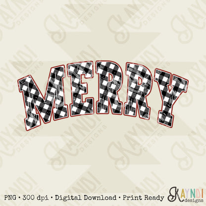 Merry Sublimation Design PNG Digital Download Printable Christmas Gingham Print Country Merry Christmas Winter Mama Holly Jolly Retro