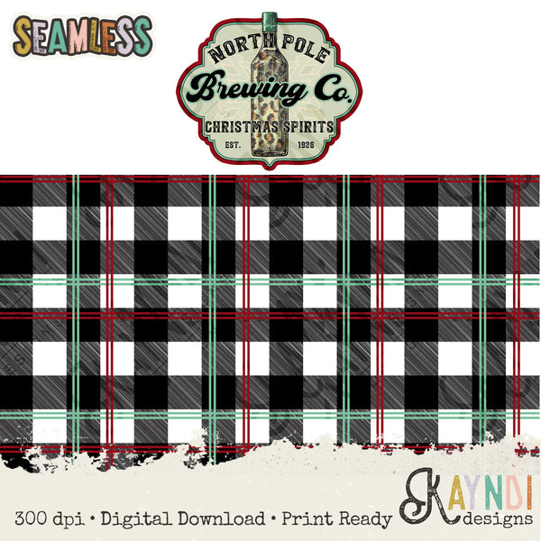 North Pole Brewing Company Seamless Tumbler Sublimation Design PNG Digital Download Printable Christmas Spirits Wine Beer Bootle Leopard