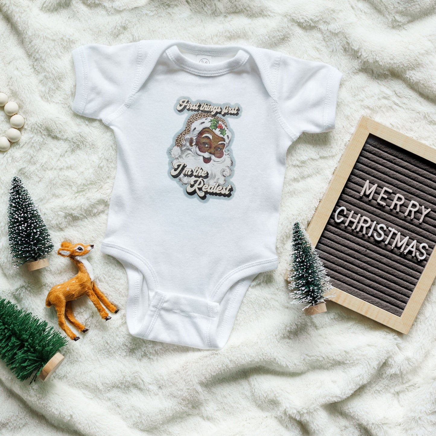 First Things First Im The Realest Santa Sublimation Design PNG Digital Download Printable Leopard Cheetah Blue Snowflakes African American