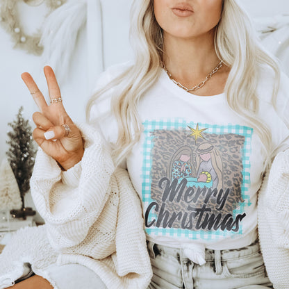 Love Baby Jesus Nativity Christmas Sublimation Design PNG Digital Download Printable Gingham Buffalo Check Leopard DTG Printable Design