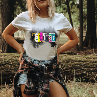 Get Lost License Plates Sublimation Design PNG Digital Download Printable Travel Adventure Wanderlust Road Trip States Forest Boho Trees