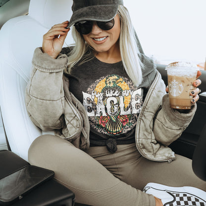 Fly Like an Eagle Sublimation Design PNG Digital Download Printable Retro Vintage Leopard 90s Music Band Rock Grunge Tattoo Bird 80s