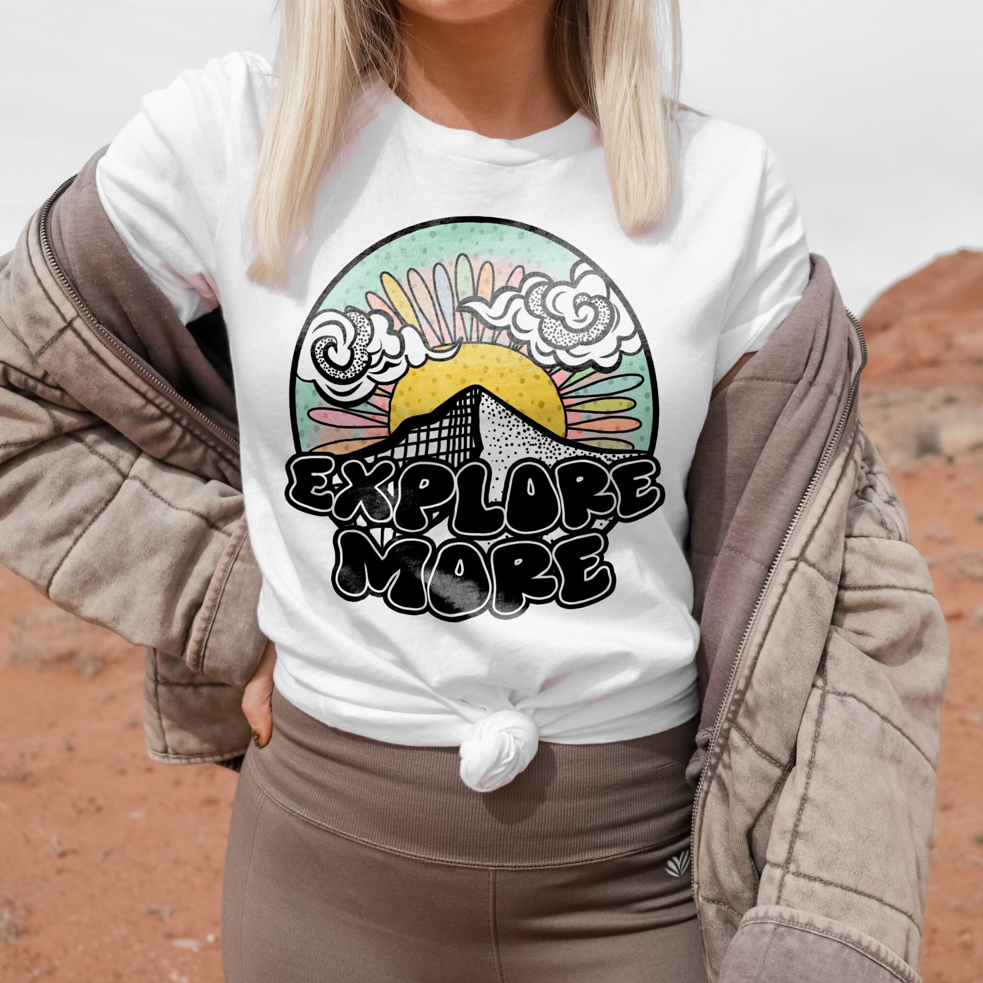 Explore More | Sublimation Design PNG Digital Download Printable | Summer Vacation Travel Explore Adventurer Wanderlust Mountains Groovy