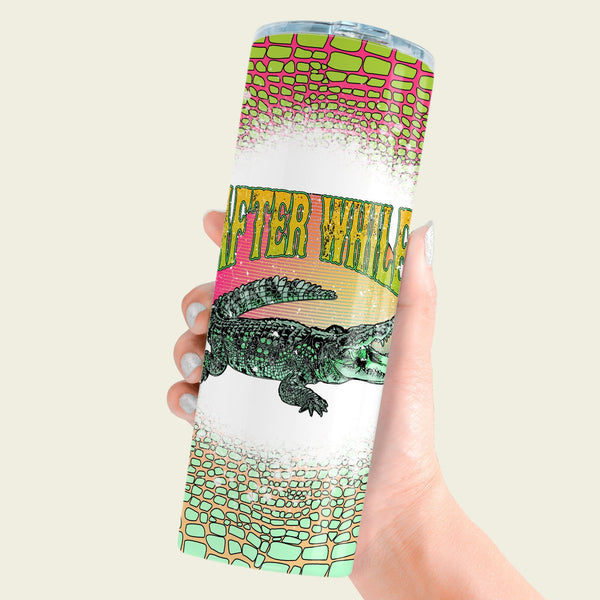After While Crocodile Seamless Seamless Tumbler Sublimation Design PNG Digital Download Retro Southern Louisiana Alligator Summer Country