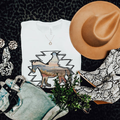 Aztec Desert Cowboy | Sublimation Design PNG Digital Download Printable | Western Southwest Cowgirl Rodeo Rancher Cactus Horse Wild West