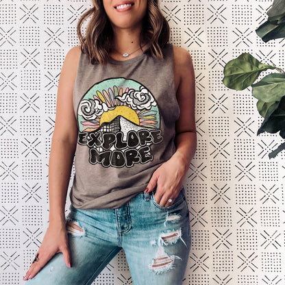 Explore More | Sublimation Design PNG Digital Download Printable | Summer Vacation Travel Explore Adventurer Wanderlust Mountains Groovy