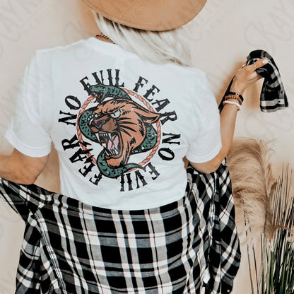 Fear No Evil Pocket Design Included Bright Sublimation Design PNG Digital Download Printable Snake Lion Cat Grunge Christian Rock Retro