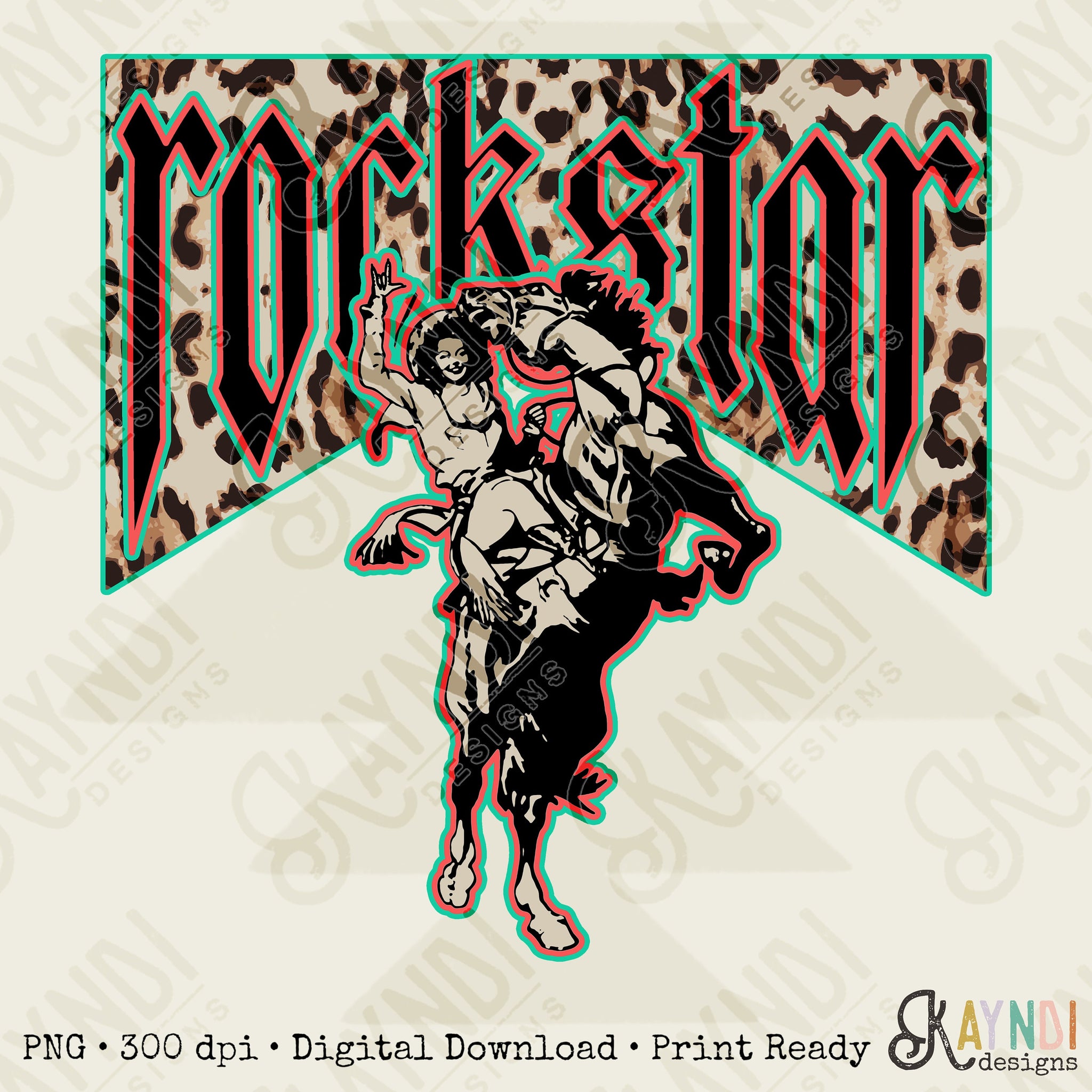 Rockstar Cowgirl | Leopard Western Sublimation Design PNG Digital Download Printable