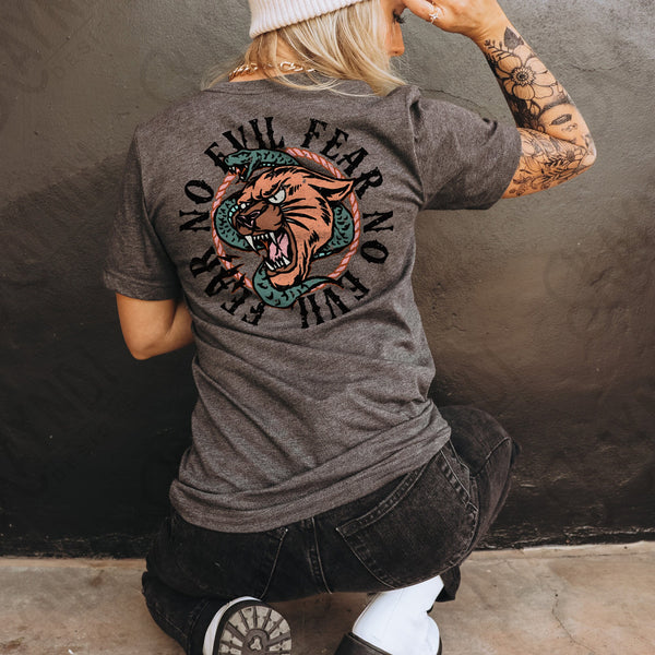 Fear No Evil Pocket Design Included Bright Sublimation Design PNG Digital Download Printable Snake Lion Cat Grunge Christian Rock Retro