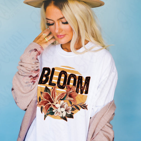 Bloom Sublimation Design PNG Digital Download Printable Retro Boho Floral Sun Spring Summer Flower Trendy Country