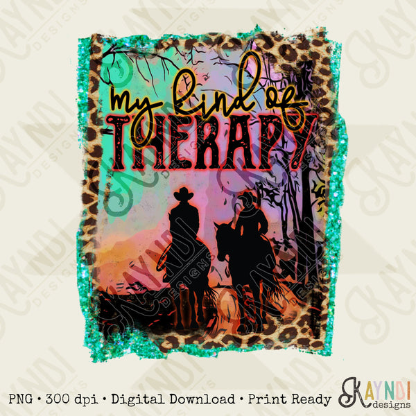 My Kind of Therapy Horse Back Riding Sublimation Design PNG Digital Download Printable Razr 4x4 Outdoor Trail Riding HorsesCowgirl Leopard