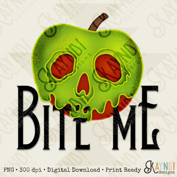 Bite Me Sublimation Design PNG Digital Download Printable Poison Candy Apple Halloween Fall Spooky Season Snarky Funny Quote
