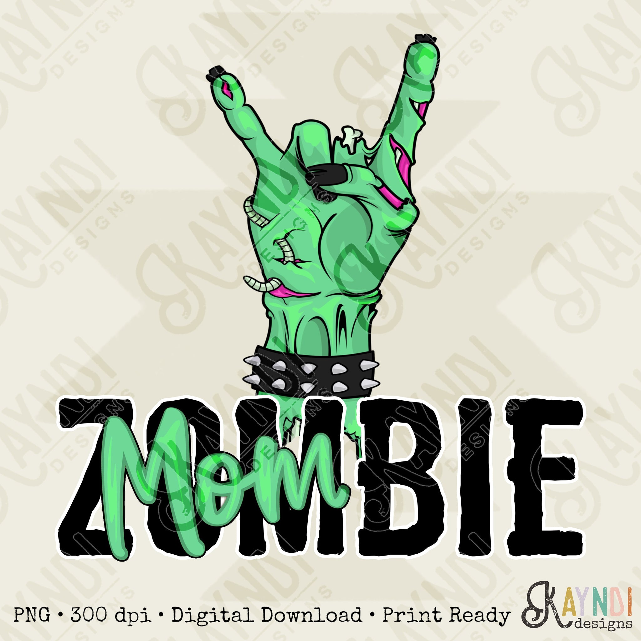 Mombie Zombie Sublimation Design PNG Digital Download Printable Rock Hand Mom Mama Momma Halloween Ghoul Witch Spooky Season Fall