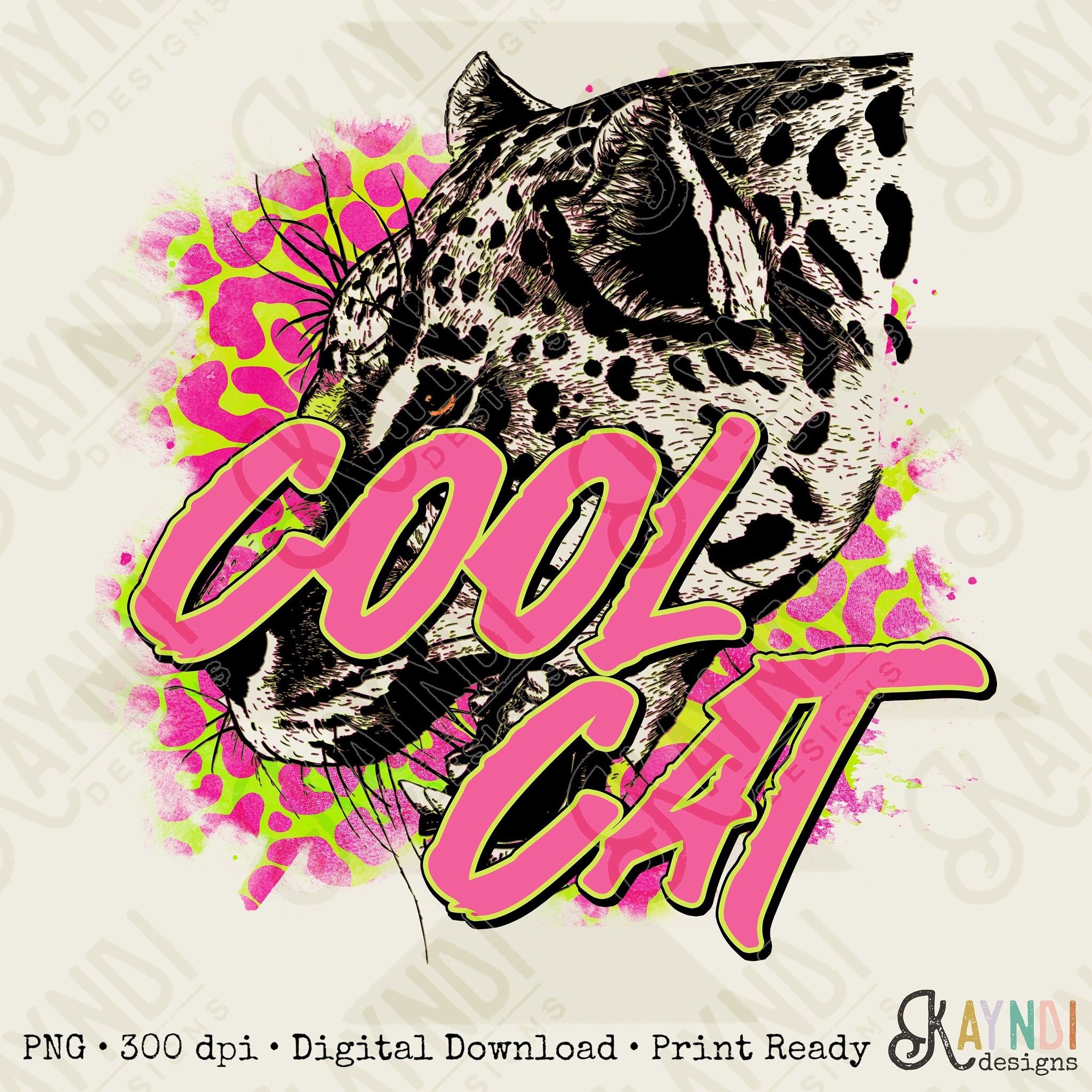 Cool Cat Sublimation Design PNG Digital Download Printable