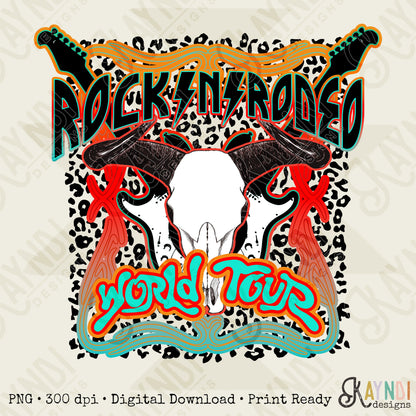 Rock N Rodeo World Tour Sublimation Design PNG Digital Download Printable
