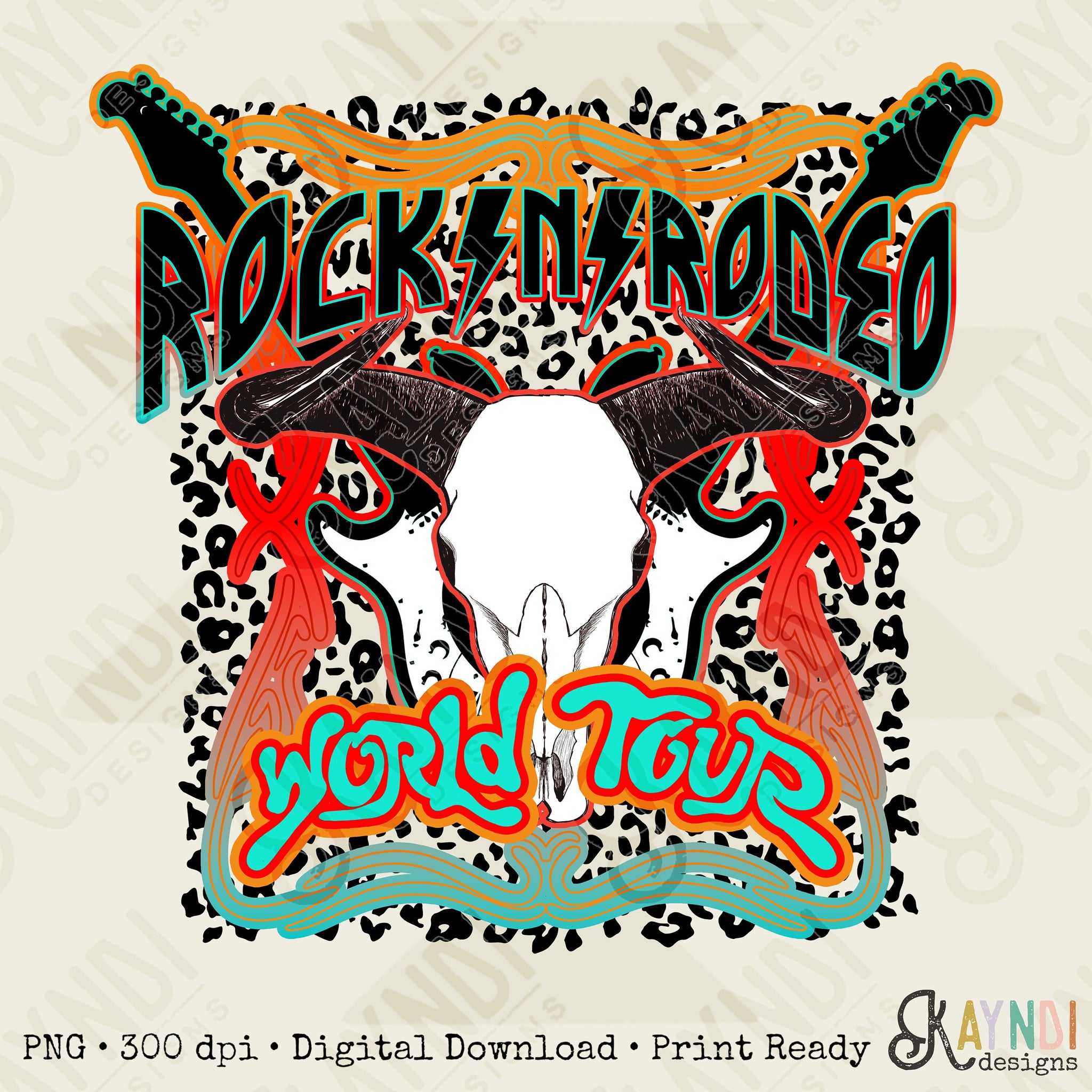 Rock N Rodeo World Tour Sublimation Design PNG Digital Download Printable