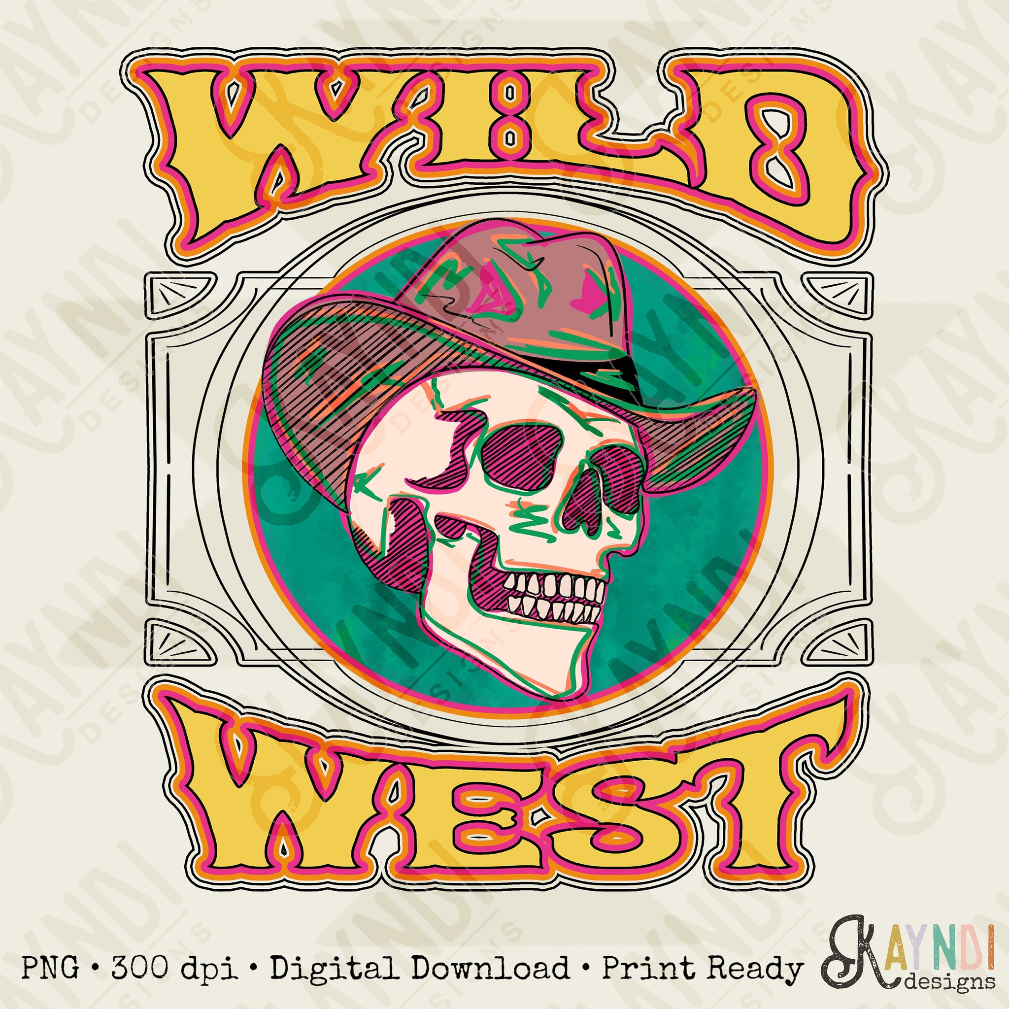 Vintage Wild West Sublimation Design PNG Digital Download Printable