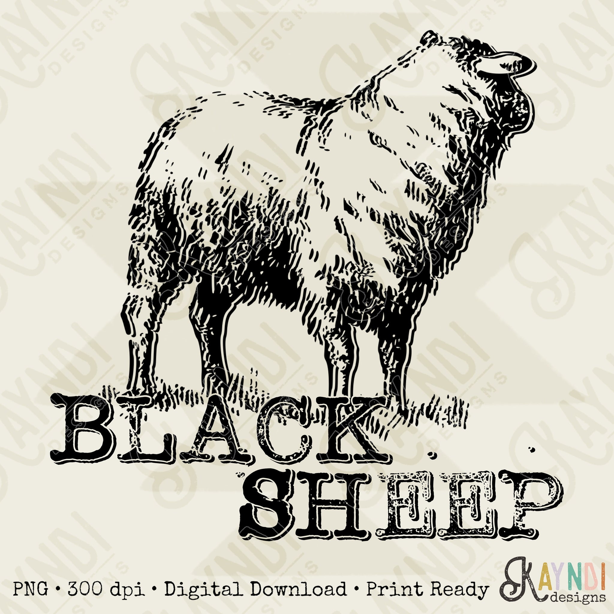 Black Sheep Sublimation Design PNG Digital Download Printable